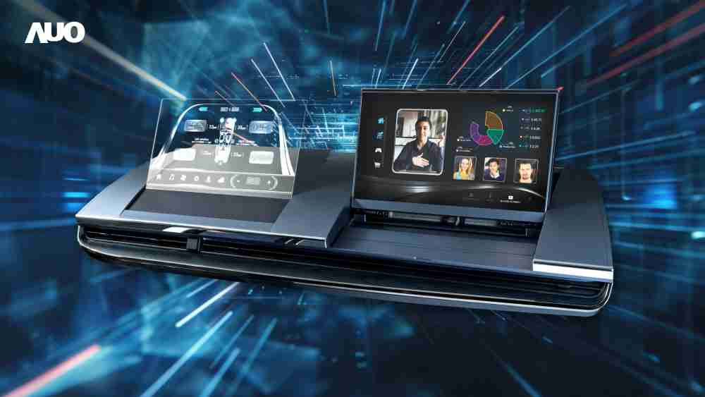 赏金国际Micro LED Display HMI解决方案打造透明Micro LED前座仪表，，，呈现信息并保留驾驶视野开阔；亦为副驾驶座乘客打造收放自如的Micro LED屏幕，，，在不影响显示质量的前提于显示区内建镜头，，让用户能与视讯对象直接眼神接触，，提供绝佳的双向沟通体验